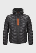 Men's Quilted Hooded Leather Jacket
