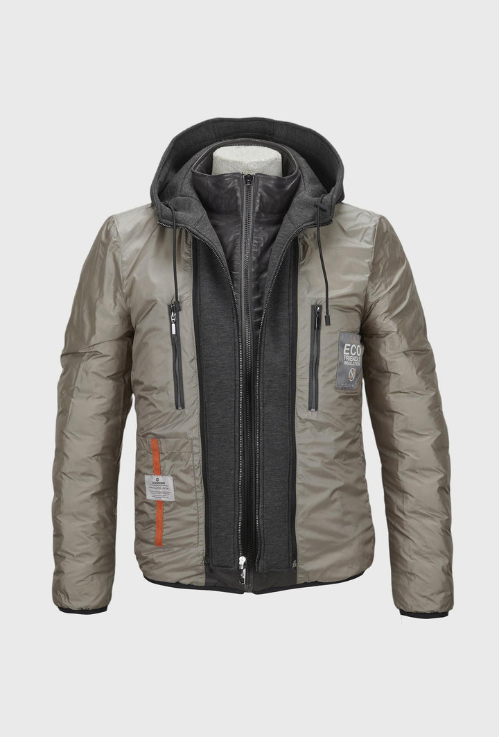 Men's Quilted Hooded Leather Jacket