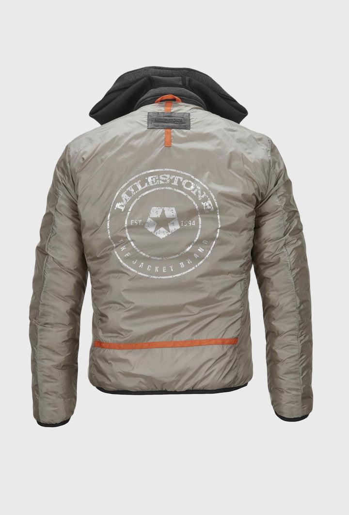 Men's Quilted Hooded Leather Jacket