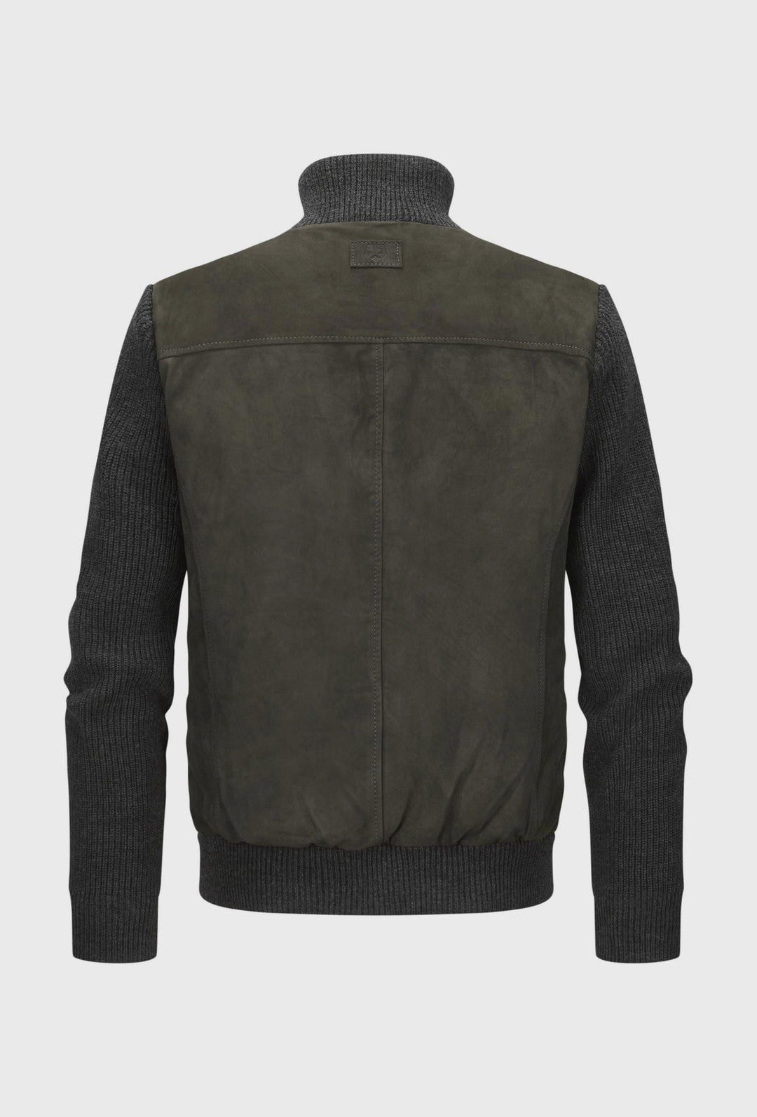 Men's Leather Jacket with Knitted Sleeves