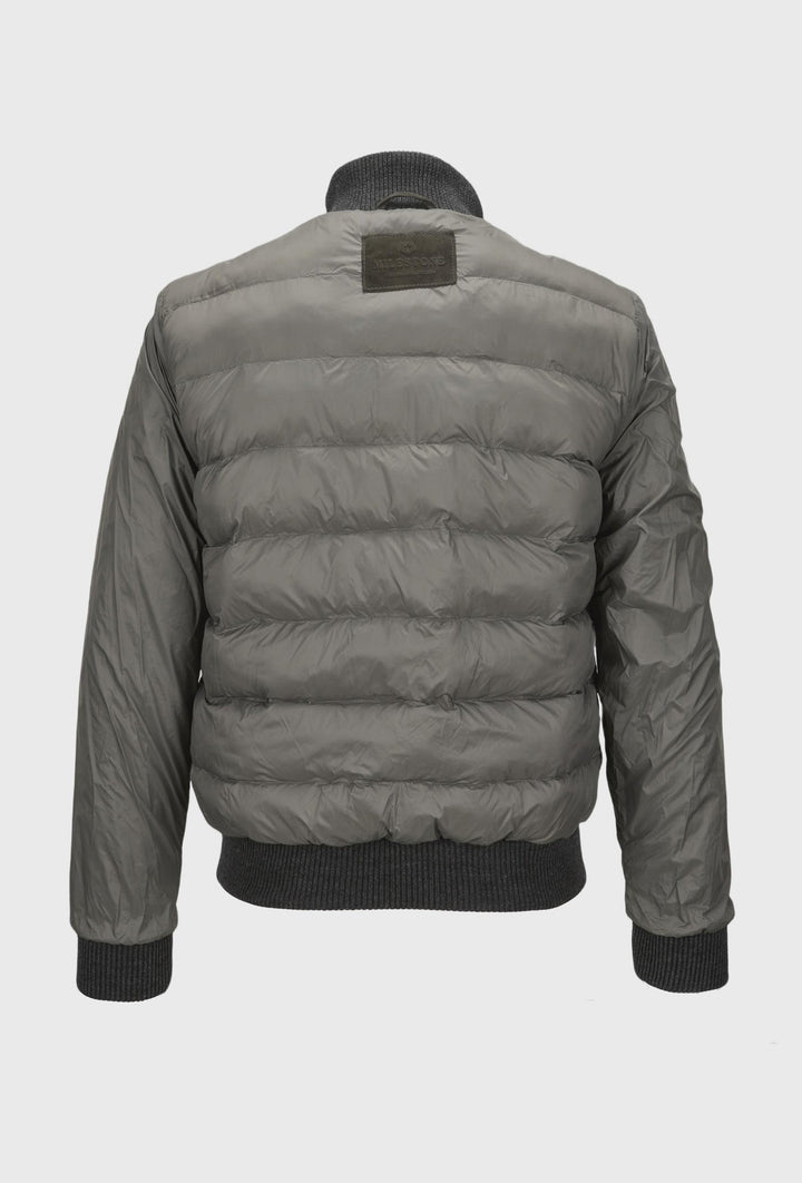 Men's Leather Jacket with Knitted Sleeves