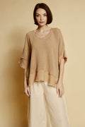 Oversize-Leinenbluse „Sahara“ in Karamell