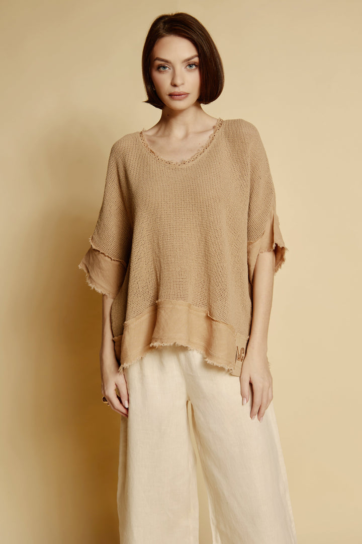 Oversize-Leinenbluse „Sahara“ in Karamell