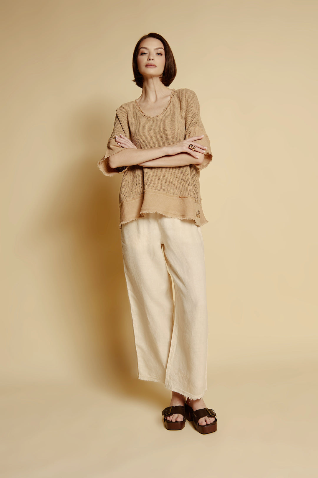 Oversize-Leinenbluse „Sahara“ in Karamell