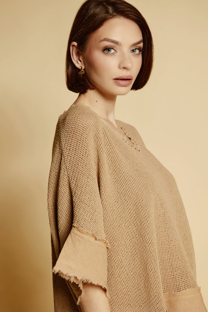 Oversize-Leinenbluse „Sahara“ in Karamell