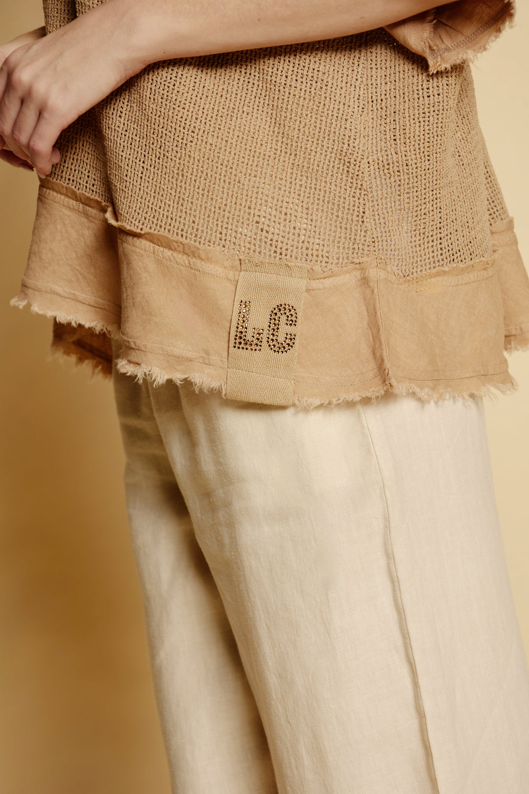 Oversize-Leinenbluse „Sahara“ in Karamell