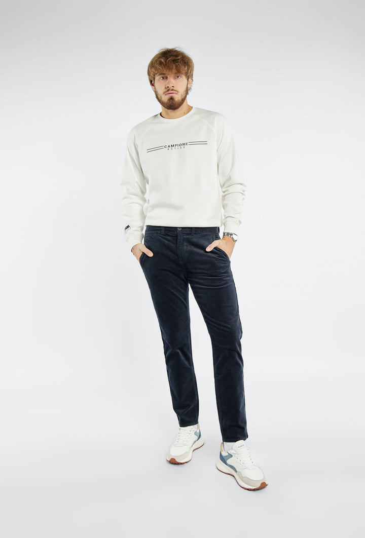 Primodi Men's Navy Corduroy Trousers in a Skinny Fit