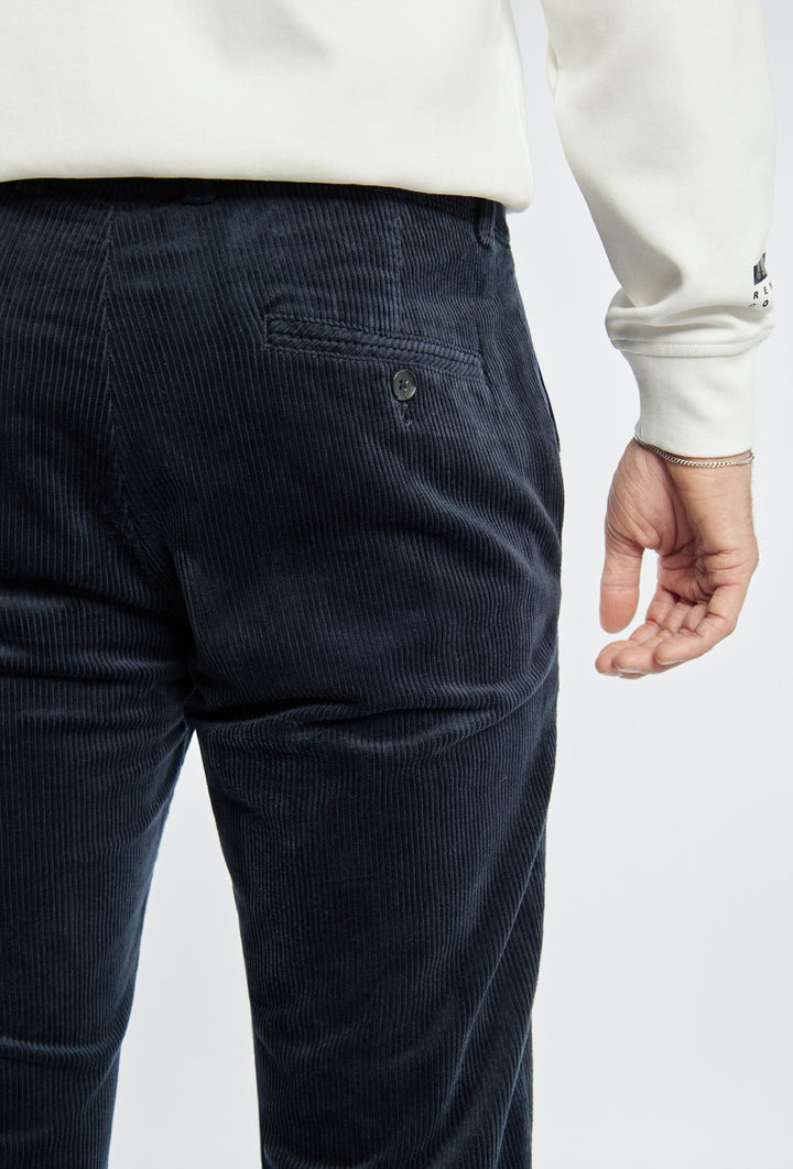 Primodi Men's Navy Corduroy Trousers in a Skinny Fit