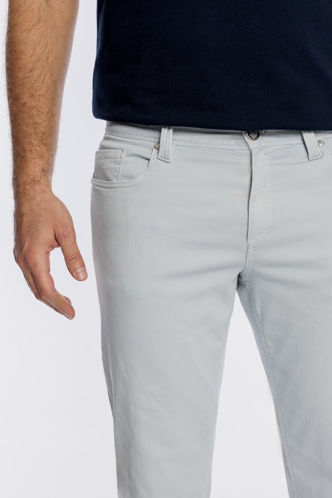 Alberto Light Blue Slim Fit Trousers