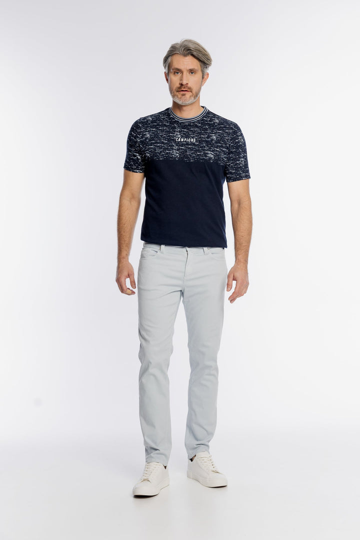 Alberto Light Blue Slim Fit Trousers