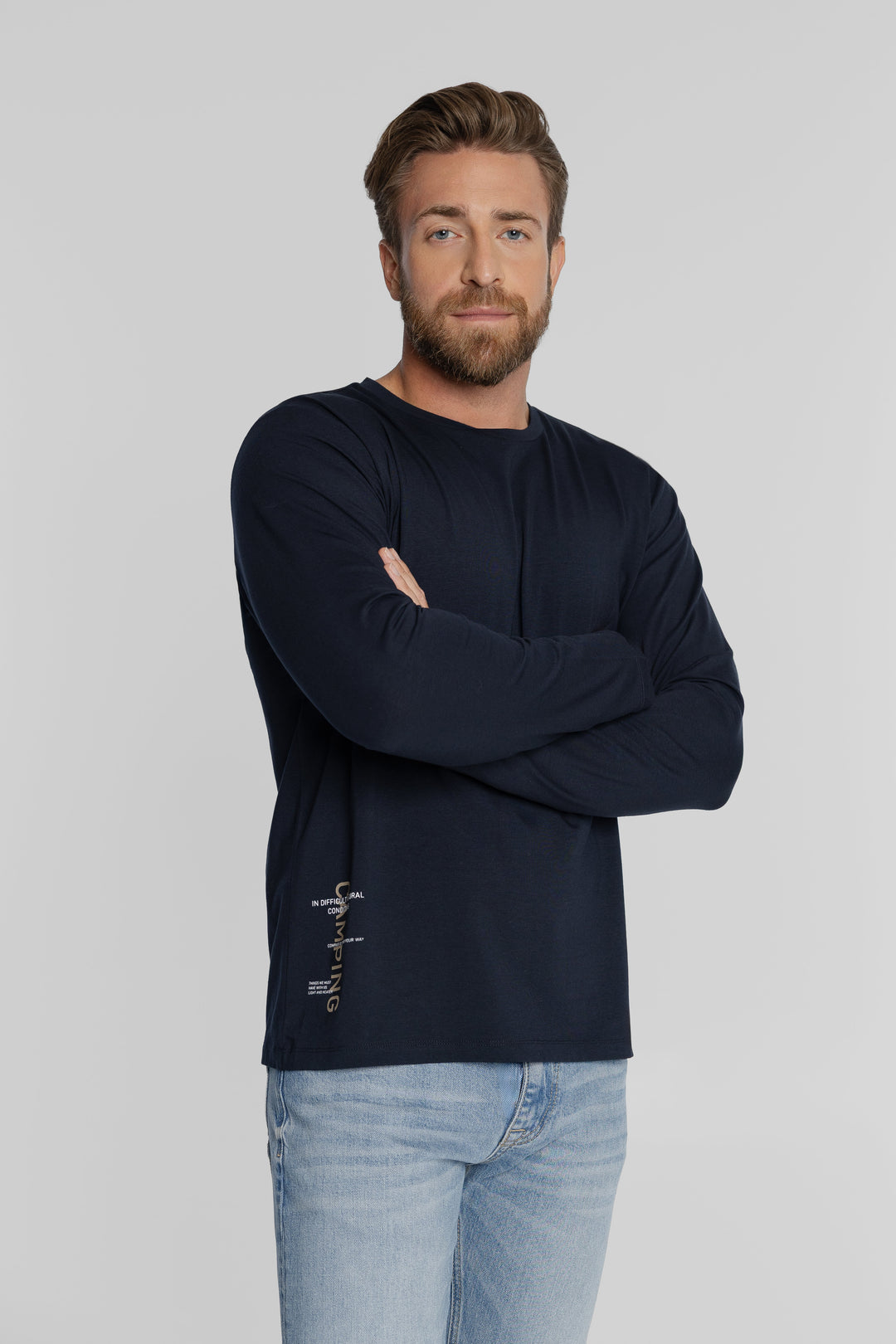 Męski longsleeve z nadrukiem Regular Fit