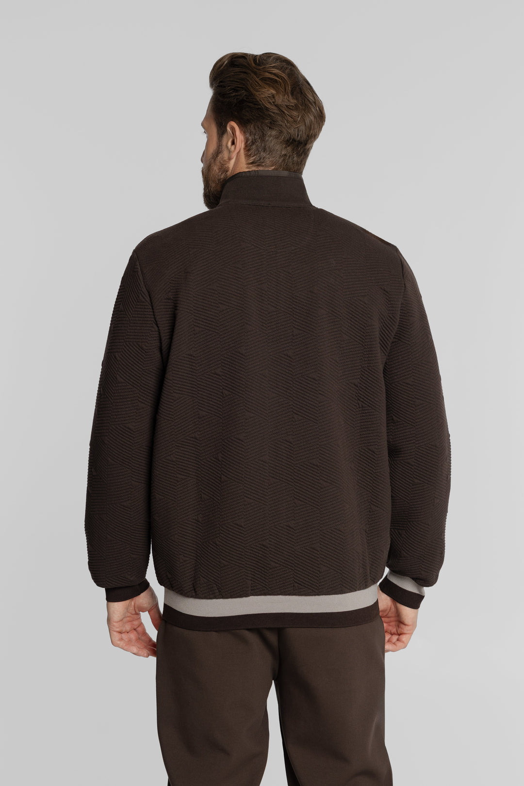 Campione Braunes Herren-Set mit strukturierter Sweatjacke und Hose