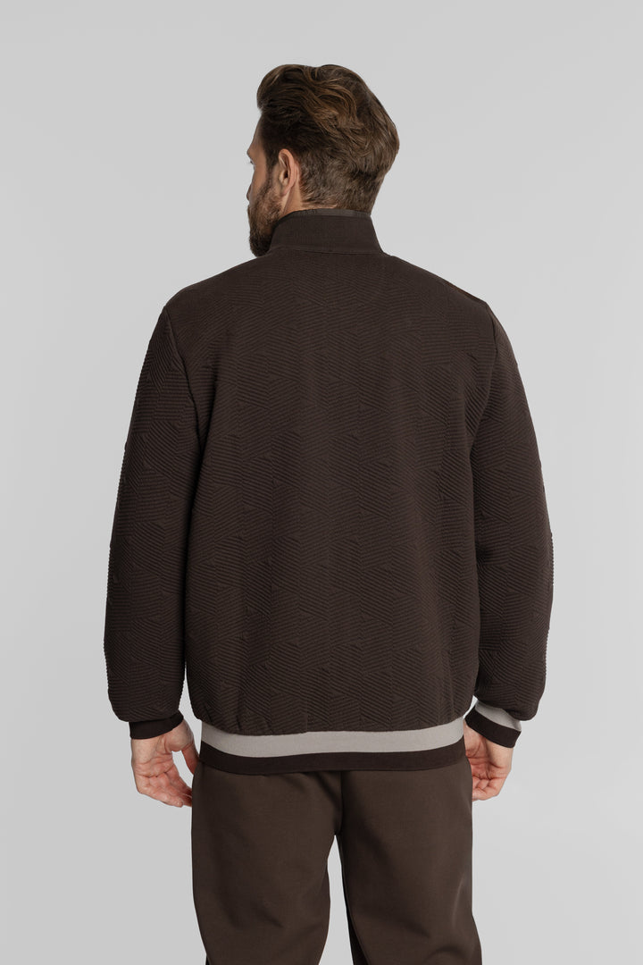 Campione Braunes Herren-Set mit strukturierter Sweatjacke und Hose