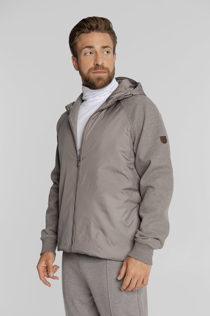 Campione Herren-Set in Taupe mit Kapuzenjacke und Hose