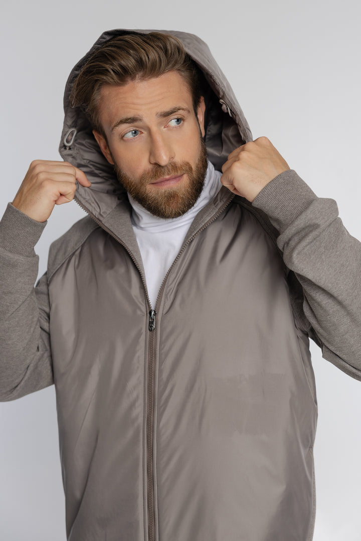 Campione Herren-Set in Taupe mit Kapuzenjacke und Hose