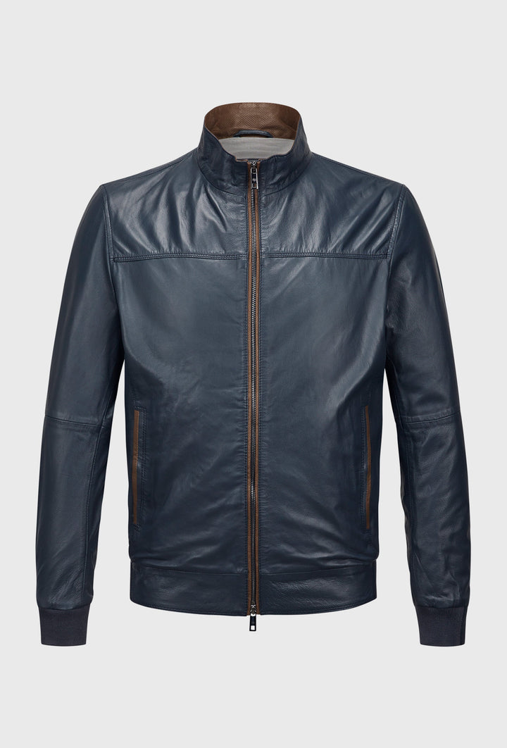 Navy Leather Jacket