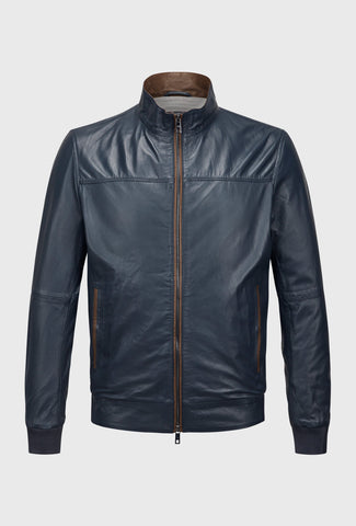Navy Leather Jacket