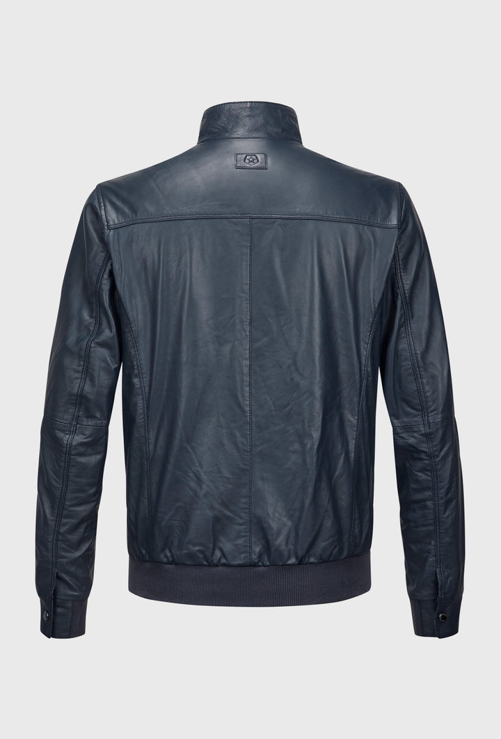 Navy Leather Jacket