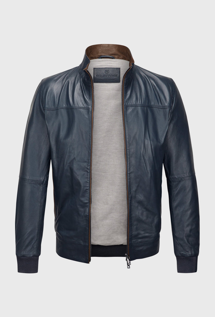Navy Leather Jacket