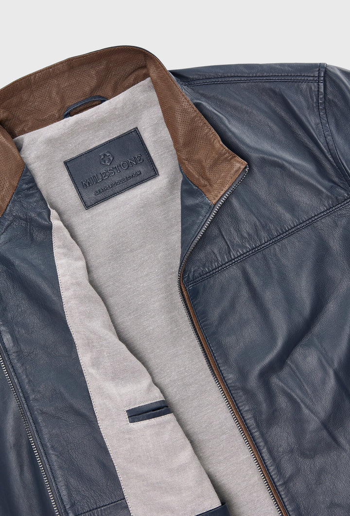 Navy Leather Jacket