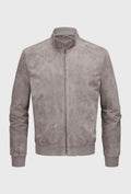 Bomberjacke Grau aus Wildleder