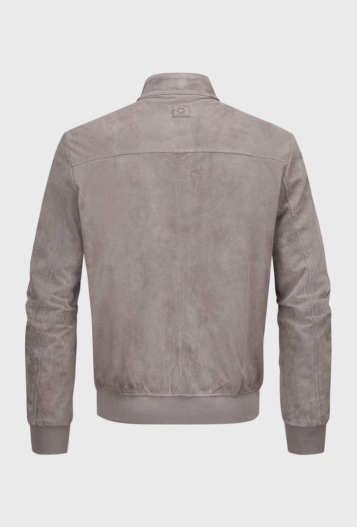 Bomberjacke Grau aus Wildleder