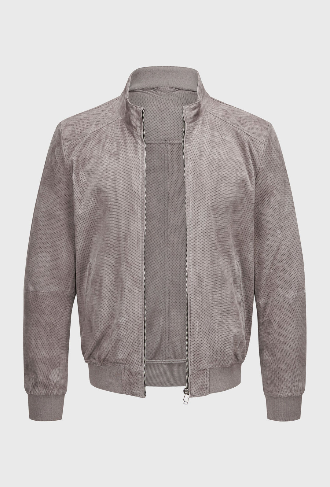 Bomberjacke Grau aus Wildleder