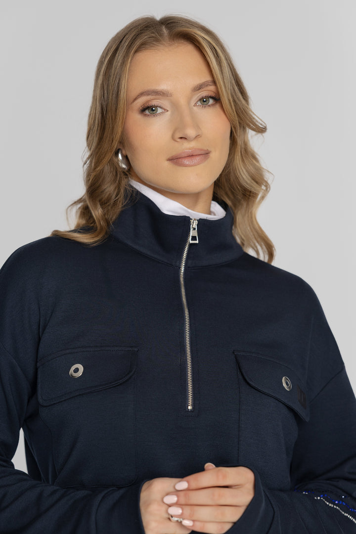 Campione Women's Navy Stand-Collar Sweatshirt and Trousers Set