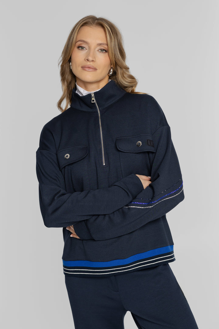 Campione Women's Navy Stand-Collar Sweatshirt and Trousers Set