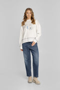 Damen-Freizeitset mit weißem Sweatshirt und Barrel-Jeans