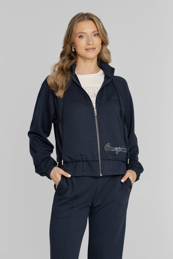 Navyfarbener Damen-Trainingsanzug mit Sweatjacke und Hose