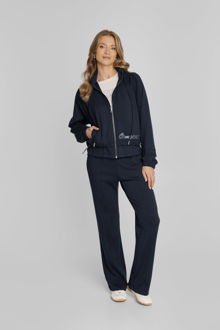 Navyfarbener Damen-Trainingsanzug mit Sweatjacke und Hose
