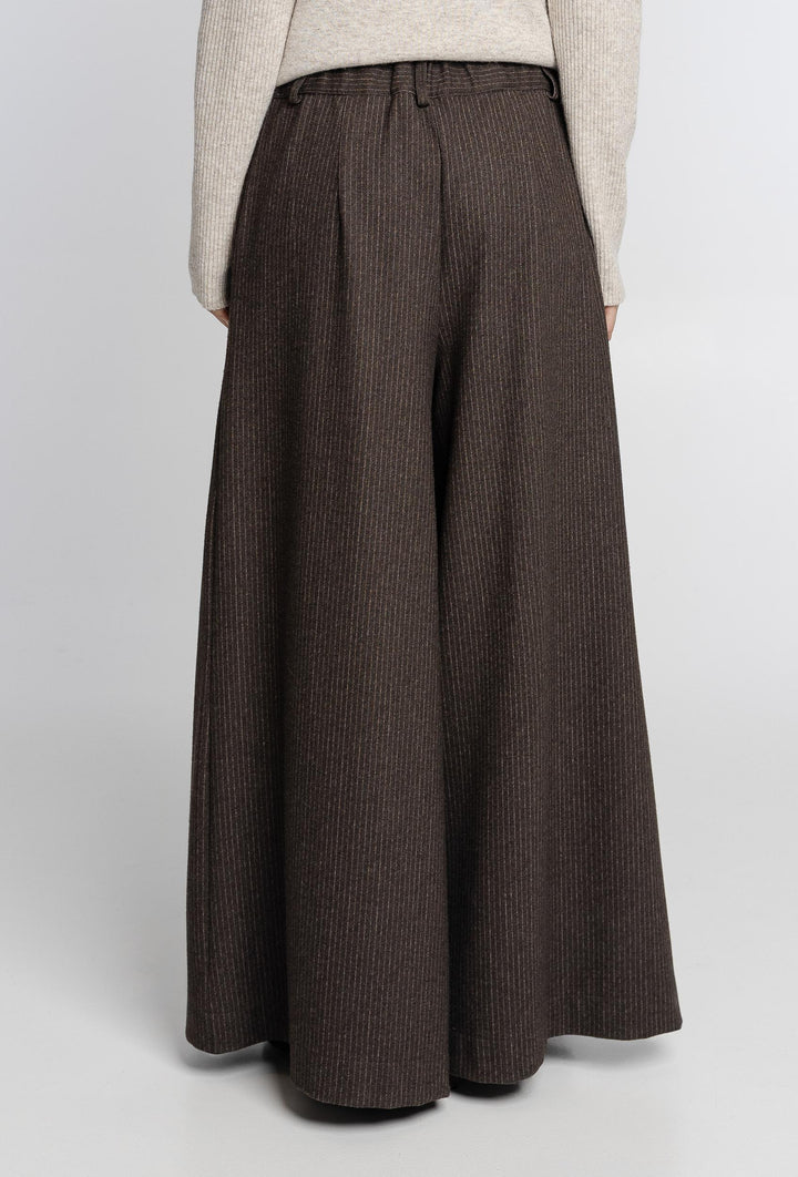 Campione Beige Jumper and Brown Pinstripe Palazzo Trousers Co-ord