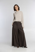 Campione Beige Jumper and Brown Pinstripe Palazzo Trousers Co-ord
