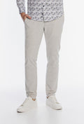Alberto Men's Light Grey Trousers in Fine Check