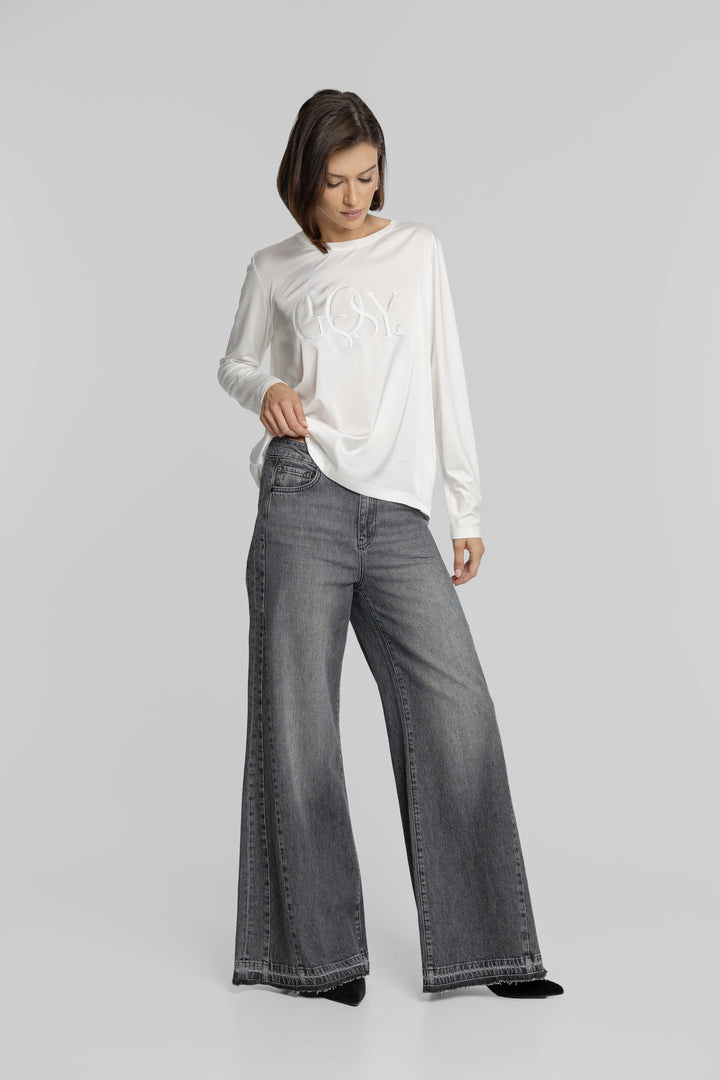Szare jeansy damskie wide leg Campione