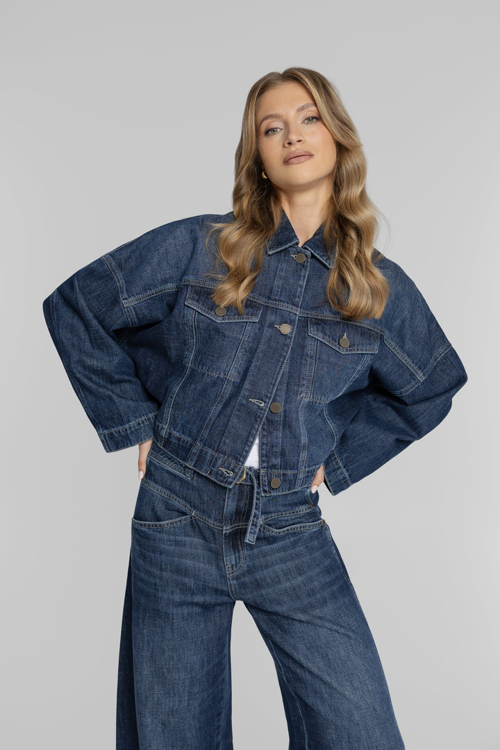 Campione Denim-Set mit Oversize-Jacke und weiter Jeans