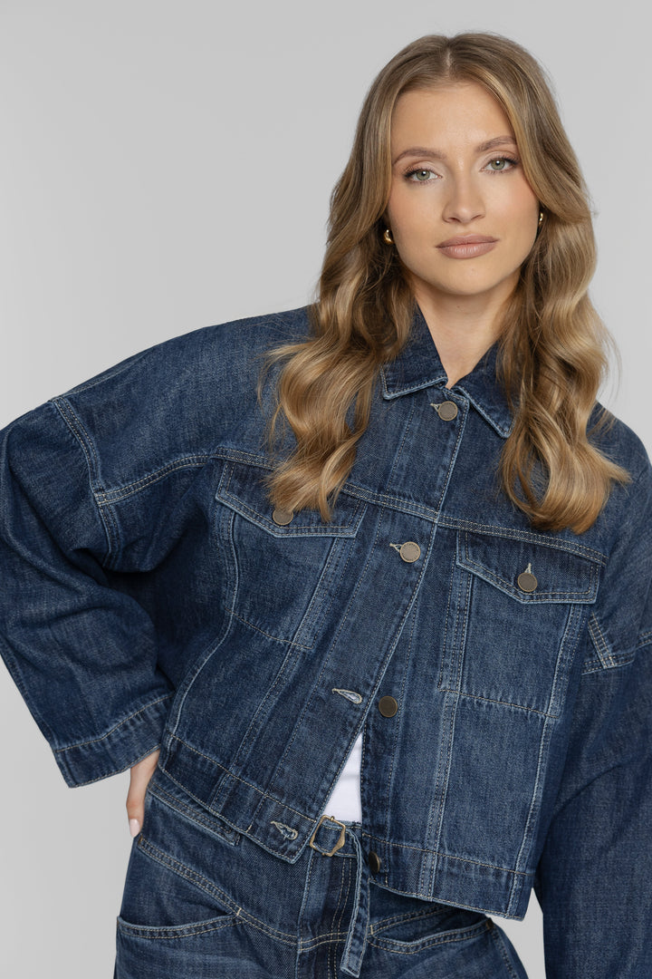 Campione Denim-Set mit Oversize-Jacke und weiter Jeans