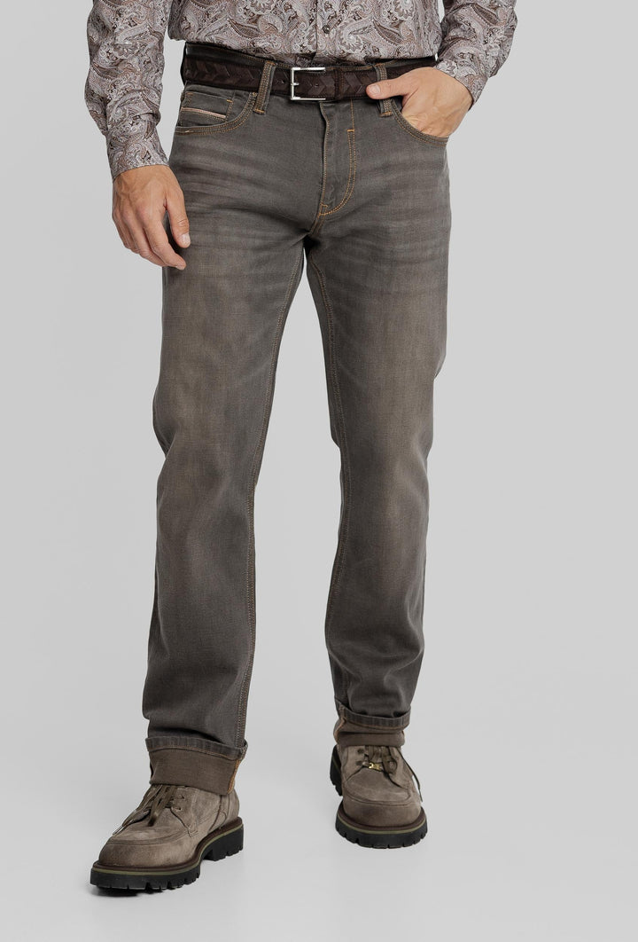 Szare jeansy męskie Regular Fit z efektem sprania