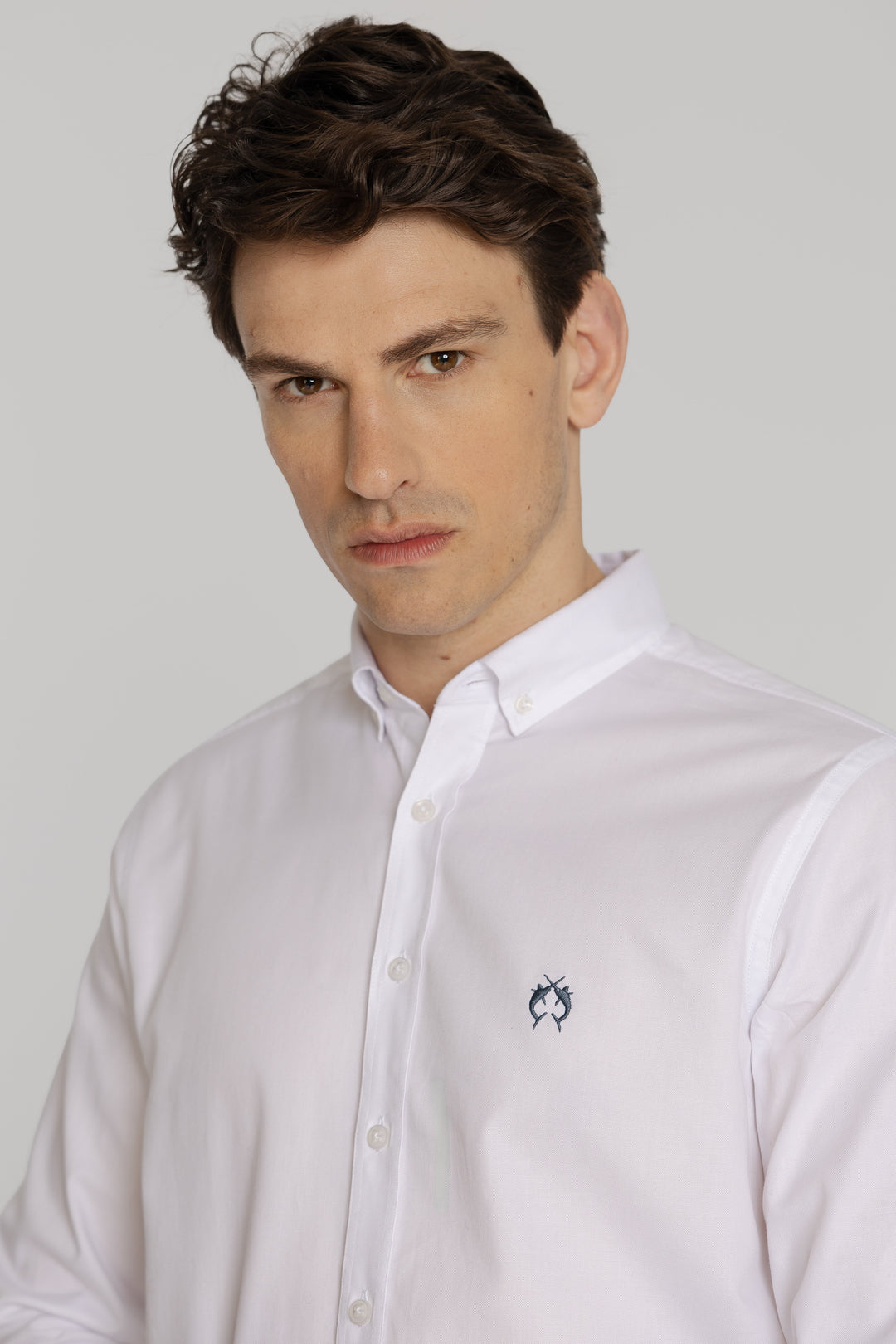 Biała koszula męska Oxford z kołnierzykiem button-down Regular Fit
