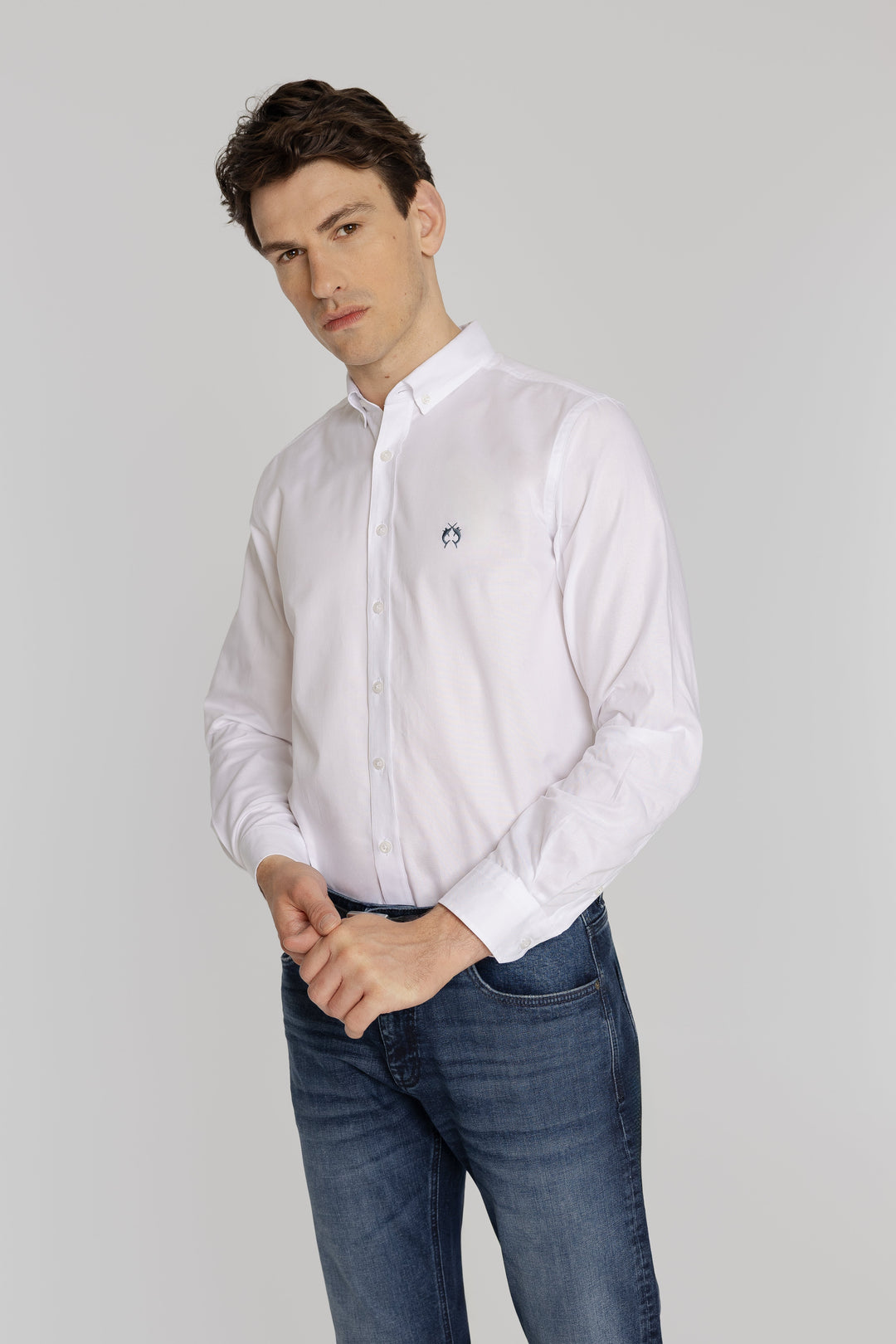 Biała koszula męska Oxford z kołnierzykiem button-down Regular Fit