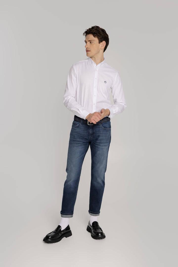 Biała koszula męska Oxford z kołnierzykiem button-down Regular Fit