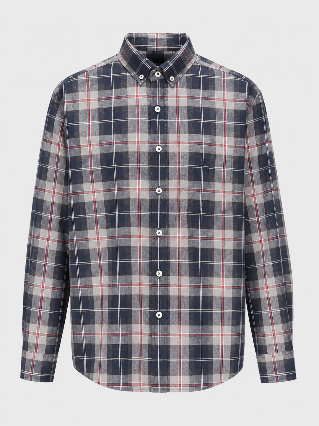 Men's Navy Checked Shirt with Red Accents