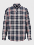 Men's Navy Checked Shirt with Red Accents