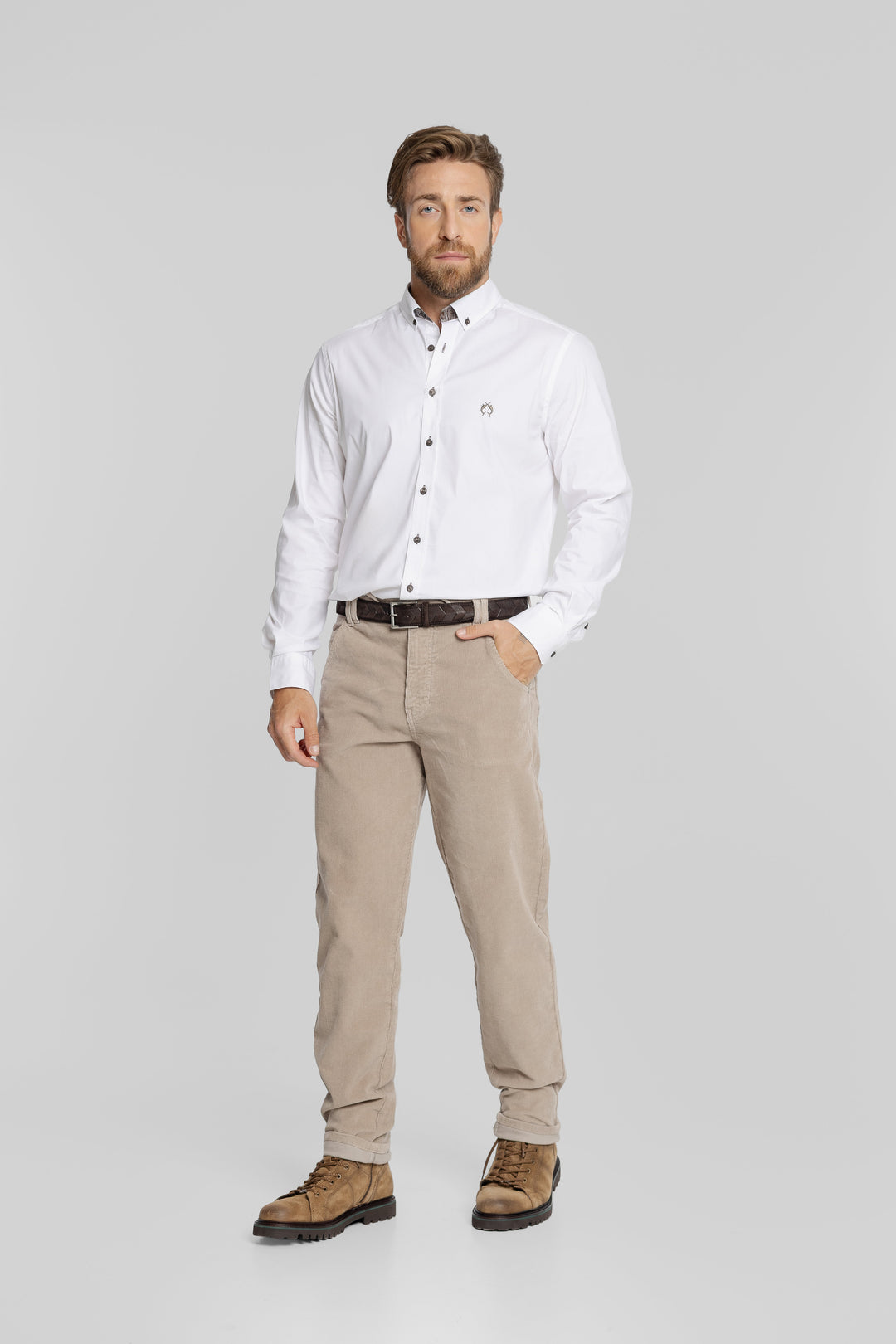 Biała koszula Regular Fit z kołnierzykiem button-down