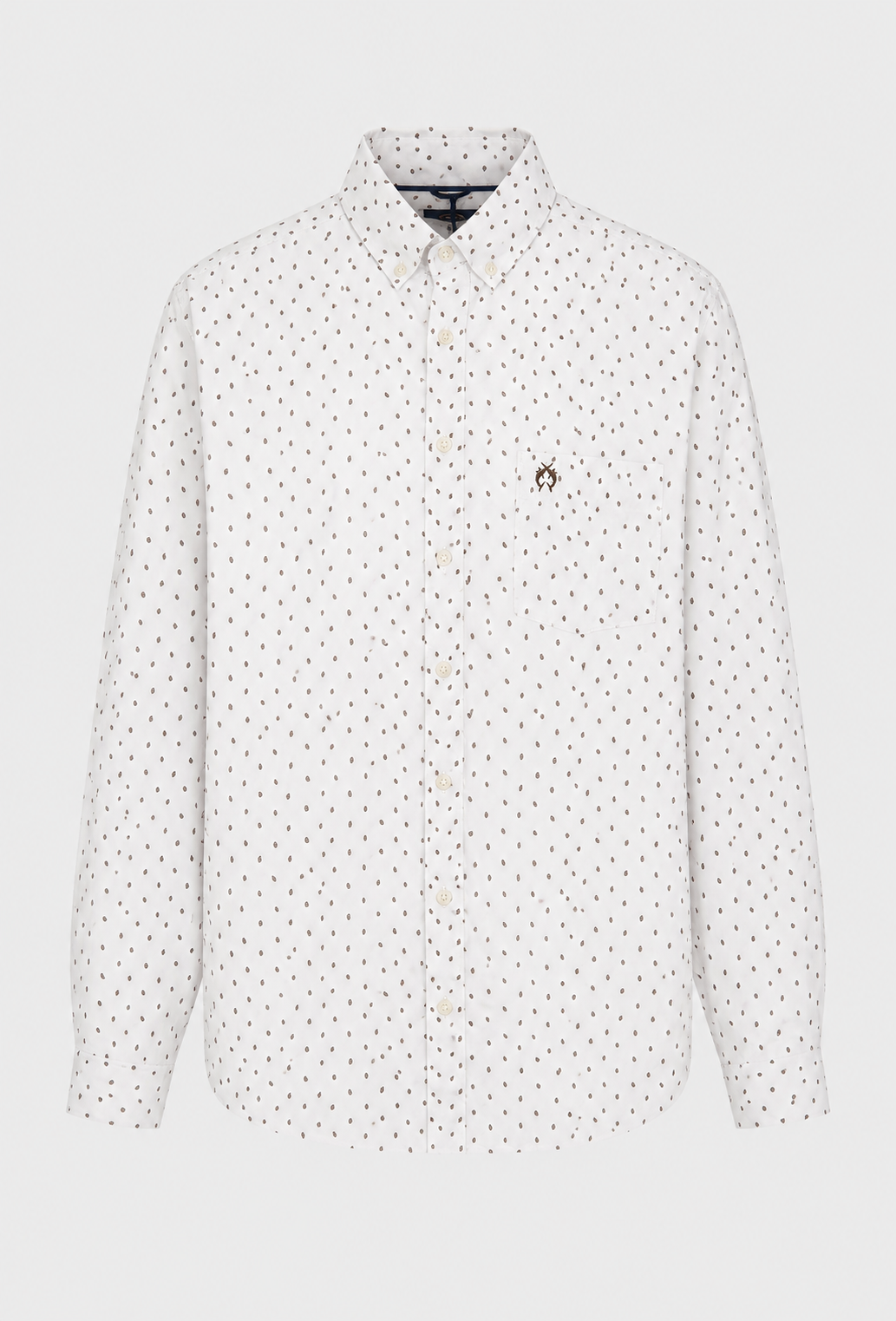 Men's White Shirt with a Small Brown Pattern