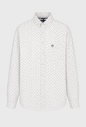 Men's White Shirt with a Small Brown Pattern