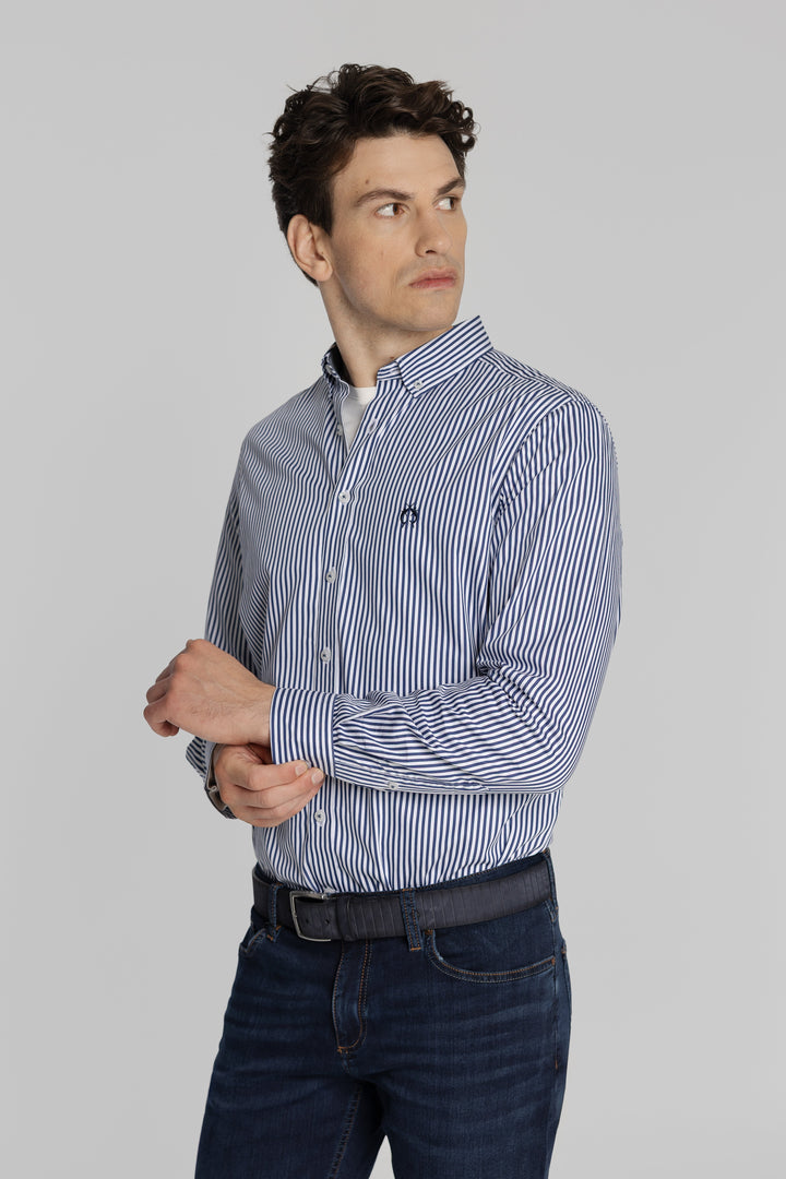 Męska koszula w granatowe paski Modern Fit