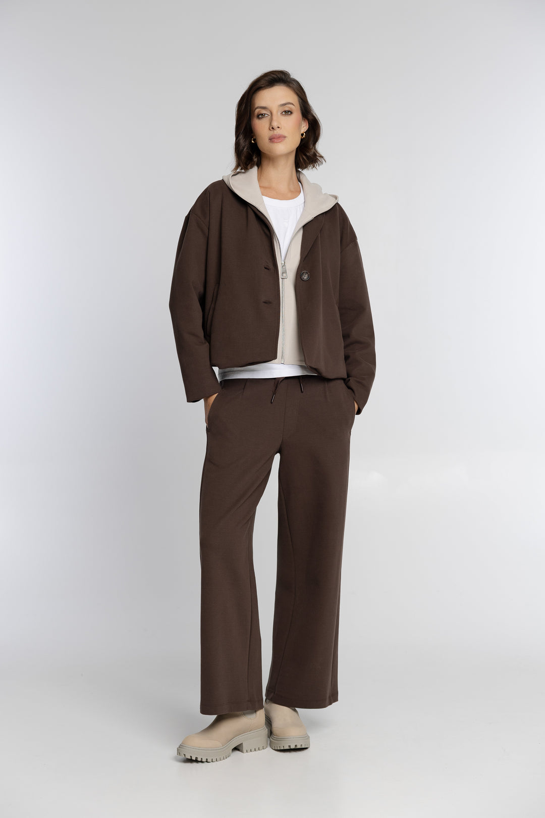 Campione Damen-Set mit Blazer und Hose in Schokoladenbraun