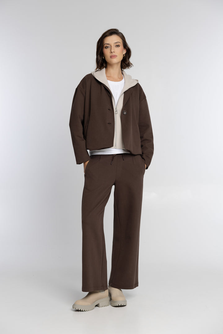 Campione Damen-Set mit Blazer und Hose in Schokoladenbraun